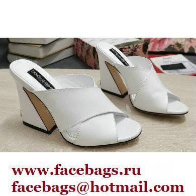 Dolce & Gabbana Heel 11cm Mules Calfskin White with Geometric Heel 2022